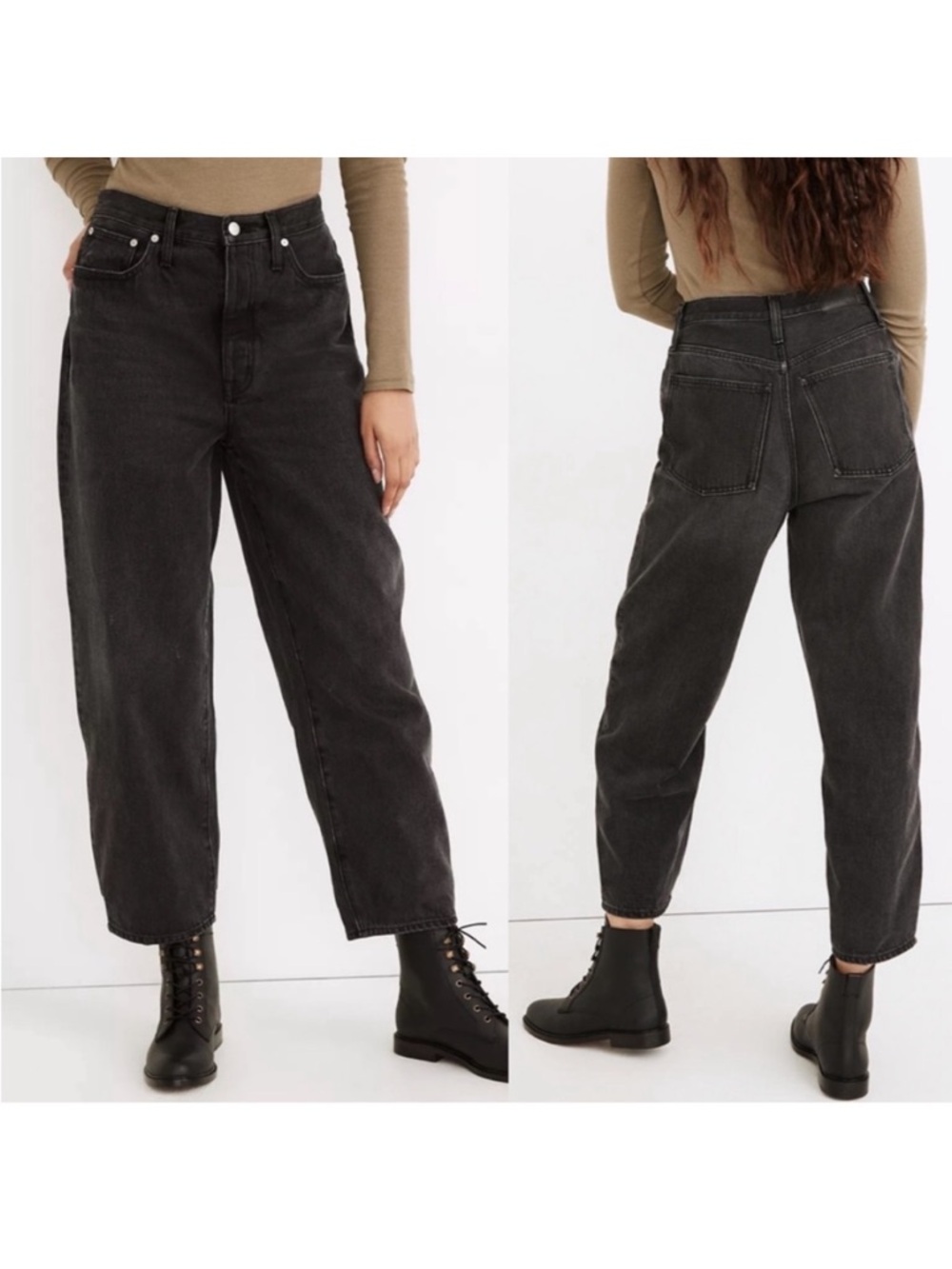 Madewell Balloon Petite High Rise Jeans: Noll Wash (Washed Black/Grey)